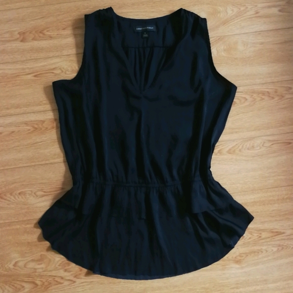 Black satin peplum top BR - Picture 1 of 6